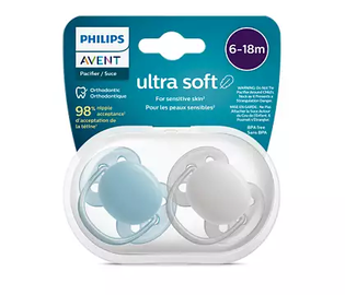 Knupītis Philips Avent Ultra Soft Neutral Ultra soft Neutral, no 6 mēnešiem, daudzkrāsaina, 2 gab.