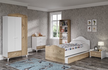 Guļamistabas mēbeļu komplekts Kalune Design Kanguru, bērnistabu, balta/ozola