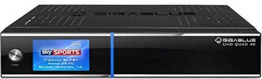 Digitālais uztvērējs Gigablue UHD Quad 4K + Twin DVB-C / T2 tuner, 30 cm x 23 cm x 6.3 cm, melna