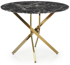 Pusdienu galds Raymond 2, zelta/melna, 100 cm x 100 cm x 73 cm