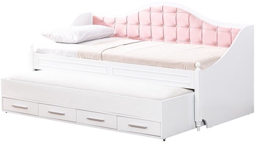 Izvelkama gulta Kalune Design Eymen 106DNV1293, balta/rozā, 99 x 206 cm