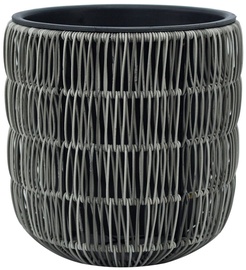 Puķu pods Home4you Wicker 38093, plastmasa/metāls, Ø 270 mm, pelēka