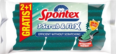 Губка для чистки Spontex Scrub & Flex, синий, 3 шт.