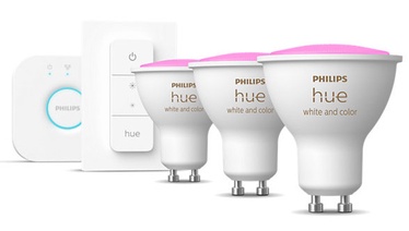 Spuldze Philips Hue LED, PAR16, daudzkrāsaina, GU10, 4.3 W, 230 - 350 lm, 3 gab.