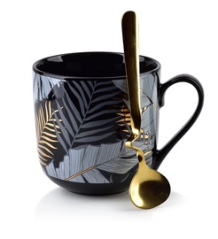 Krūze ar karoti AffekDesign Lola Marble, zelta melna, 0.48 l
