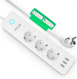 Удлинитель Nous, 3 x 1,5 mm², 1.5 м, IP20, 3 розетки, 3USB