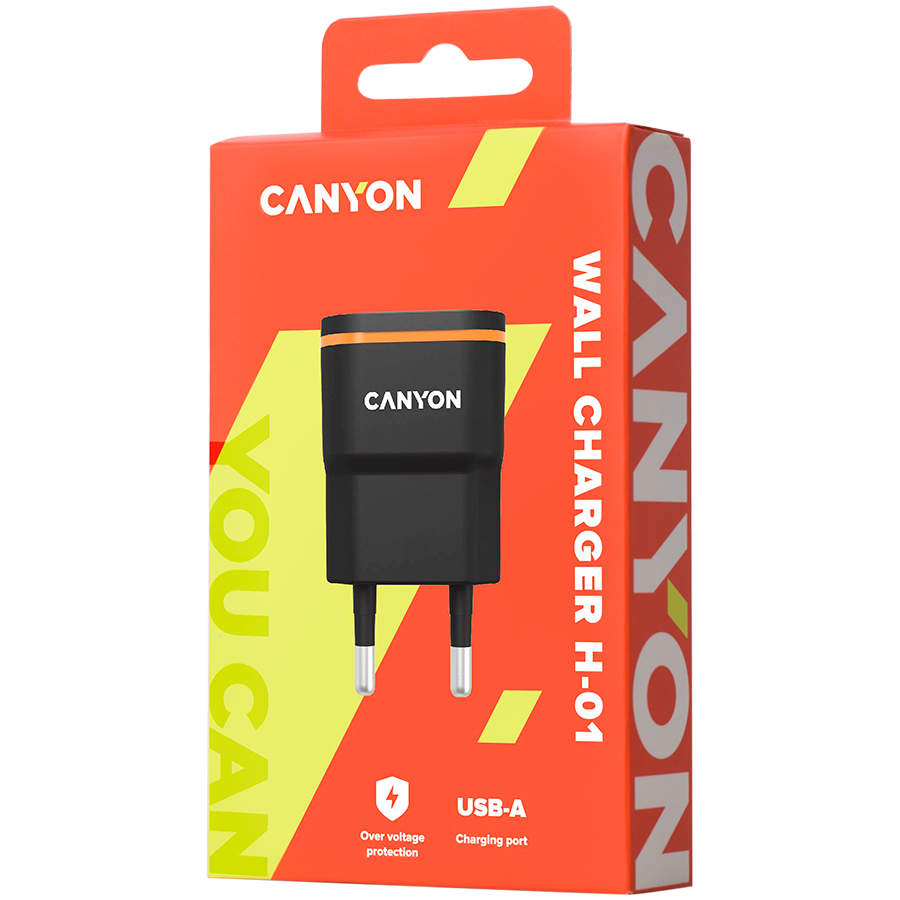 Зарядное устройство для телефона Canyon H-01 Universal, USB/AC/DC, черный -  K-rauta