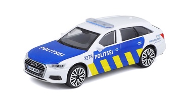 Žaislinis automobilis Bburago Audi A6 Avant Estonian Police 18-30415EE, mėlyna/balta