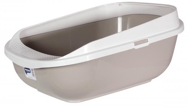 Kaķu tualete ar apmali Karlie 521369, balta/pelēka, atvērts, 64.5 cm x 48 cm x 27 cm