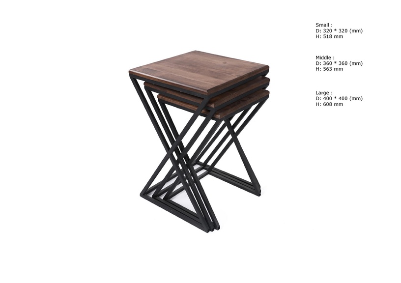 Журнальный столик Kalune Design Z Zigon 3 pcs, ореховый, 40 см x 40 см x 60.8 см