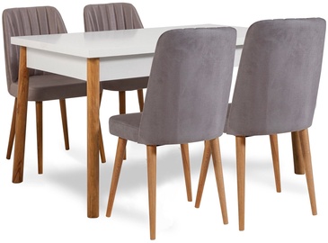 Ēdamistabas komplekts Kalune Design Costa 0701 - 1 AB, balts/pelēks/priedes