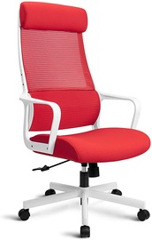 Офисный стул F-007, 49 x 51 x 112.5 - 119.5 см, белый/красный
