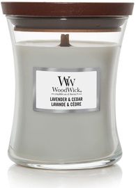 Žvakė, aromatinė WoodWick Lavender & Cedar, 65 h, 275 g, 120 mm x 100 mm