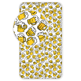 Palags Jerry Fabrics Beer, balta/dzeltena, 90 x 200 x 25 cm, ar gumiju