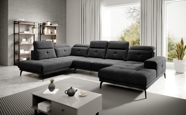 Stūra dīvāns Bretan Marte 10, melna, kreisais, 205 x 350 cm x 107 cm