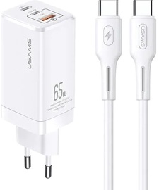 Зарядное устройство Usams MTXLOGTC02 + USB-C cable, USB/2 x USB-C, белый