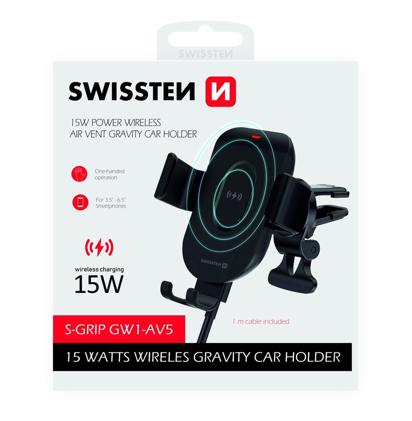 Auto telefonihoidik Swissten GW1-AV5 15W, 3.5 - 6.5 "