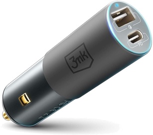 Зарядное устройство 3MK Hyper Car, USB 2.0/USB-C, серый, 100 Вт