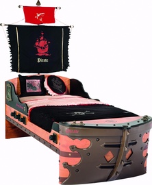 Bērnu gulta vienvietīga Kalune Design Pirate Ship Bed 813CLK2124, brūna/daudzkrāsaina, 241 x 105 cm