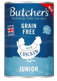 Mitrā barība (konservi) suņiem Butchers Junior Chicken in Jelly, vistas gaļa, 0.4 kg