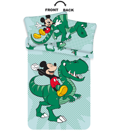 Voodipesukomplekt lastele Jerry Fabrics Mickey Dino, roheline/helesinine, 100 x 135 cm