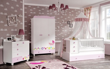 Guļamistabas mēbeļu komplekts Kalune Design Diamond, bērnistabu, balta/rozā