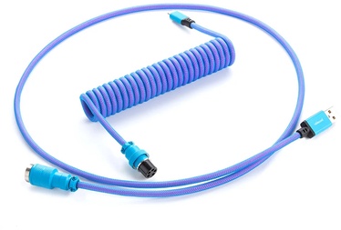 Klaviatūras kabeļi Cablemod Pro Coiled Keyboard Cable USB-C / USB Typ-A 150cm, violeta/gaiši zila