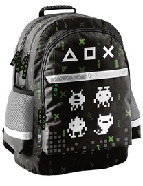 Skolas mugursoma Paso Gaming 11P-035124, balta/melna/zaļa/pelēka