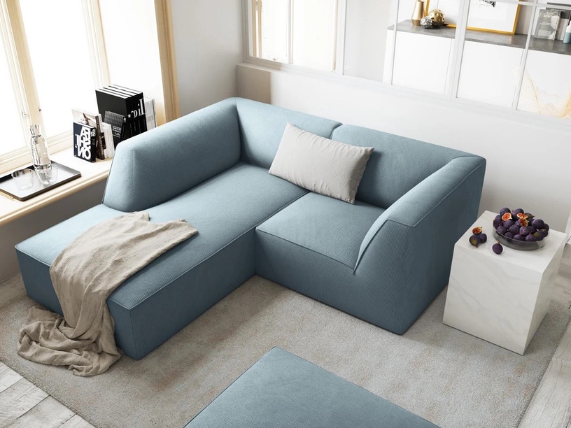 Stūra dīvāns Micadoni Home Ruby 3 Seats, gaiši zila, kreisais, 186 x 180 cm x 96 cm