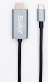 Kabelis Bullet USB Type-C, HDMI, 1 m, melna