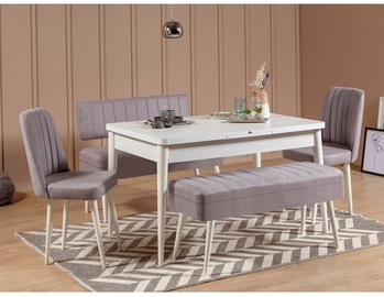 Ēdamistabas komplekts Kalune Design Vina 0701 - 4, balts/pelēks