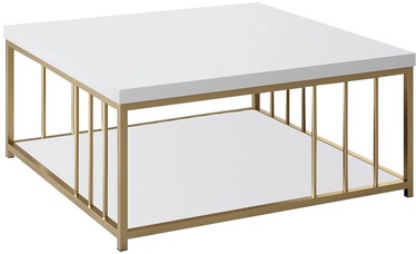 Журнальный столик Kalune Design Zenn, золотой/белый, 900 мм x 900 мм x 400 мм