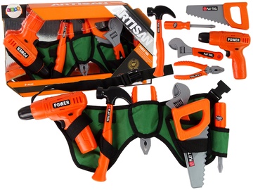 Bērnu darbarīku komplekts Lean Toys Artisan Tool Play, oranža