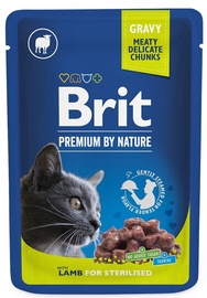 Mitrā kaķu barība Brit Premium By Nature Sterilised Lamb, jēra gaļa, 0.100 kg