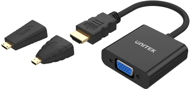 Адаптер Unitek HDMI/ MicroHDMI/ MiniHDMI - VGA HDMI/ MicroHDMI/ MiniHDMI, VGA Female, 0.17 м, черный