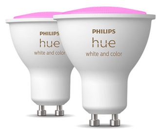 LED lampa Philips Hue LED, daudzkrāsaina, GU10, 4.3 W, 230 - 350 lm, 2 gab.