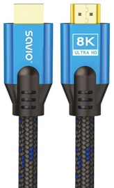Kaabel Savio HDMI - HDMI 8K Golden Tips HDMI, HDMI, 5 m, sinine/must