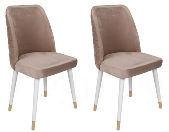 Ēdamistabas krēsls Kalune Design Hugo 404 974NMB1676, matēts, zelta/balta/bēša, 49 cm x 50 cm x 90 cm, 2 gab.