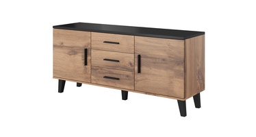 Комод Cama Meble Lotta 2D3S, черный/дерево, 150x45x69 см