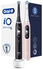 Elektrinis dantų šepetėlis Oral-B iO Series 6 Duo Pack, juodas/rožinis