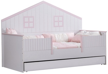 Выдвижная кровать Kalune Design Bruksel P-Myy, белый/розовый, 100 x 200 см