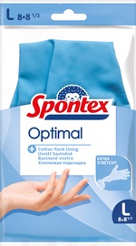 Cimdi gumija Spontex Optimal, latekss, zila, L, 2 gab.