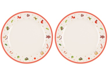 Ziemassvētku šķīvis pusdienu Winteria Natale, 2 gab., 26 cm x 26 cm, Ø 26 cm, balta/sarkana/zaļa