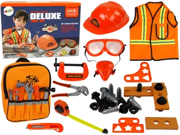 Bērnu darbarīku komplekts Lean Toys Deluxe Tool Set 9946, oranža