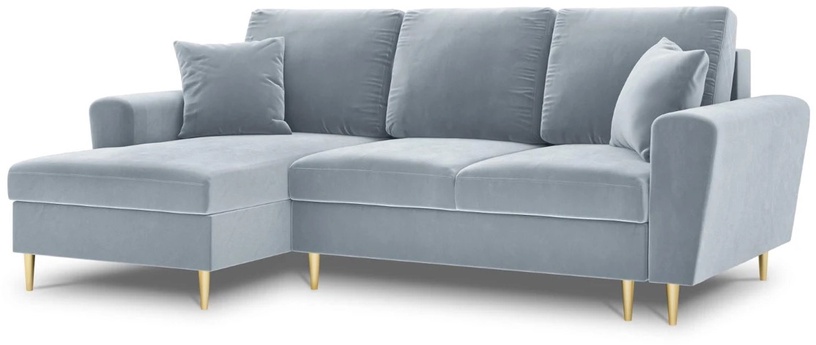 Stūra dīvāns Micadoni Home Moghan Velvet 4 Seats, gaiši zila, kreisais, 241 x 145 cm x 88 cm