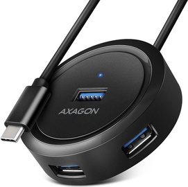 USB jaotur Axagon USB-C - 4 USB 3.2 Gen 1 USB-C, 4 x USB, 0.3 m, must