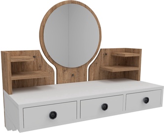 Столик-косметичка Kalune Design Polina 550ARN2760, белый/сосновый, 90 см x 36.8 см x 75 см, с зеркалом