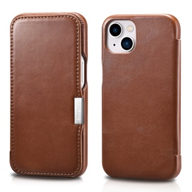 Чехол iCarer Metal Clip Vintage Folio for iPhone 13 Mini, apple iphone 13 mini, коричневый