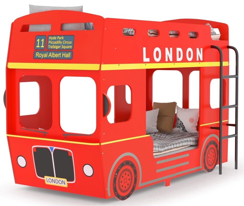 Двухъярусная кровать VLX London Bus 323152, красный, 217 x 110 см