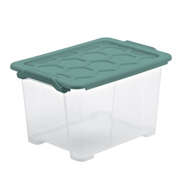 Коробка для вещей Rotho, 15 л, прозрачный/зеленый, 38.7 x 27.9 x 22.8 см